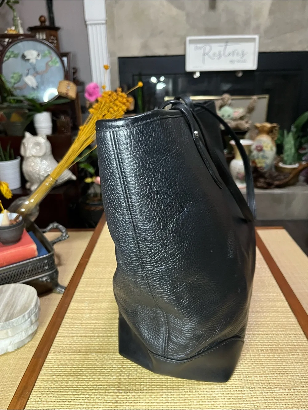 Michael Kors Black Pebbled Leather Large Tote with MK Charm